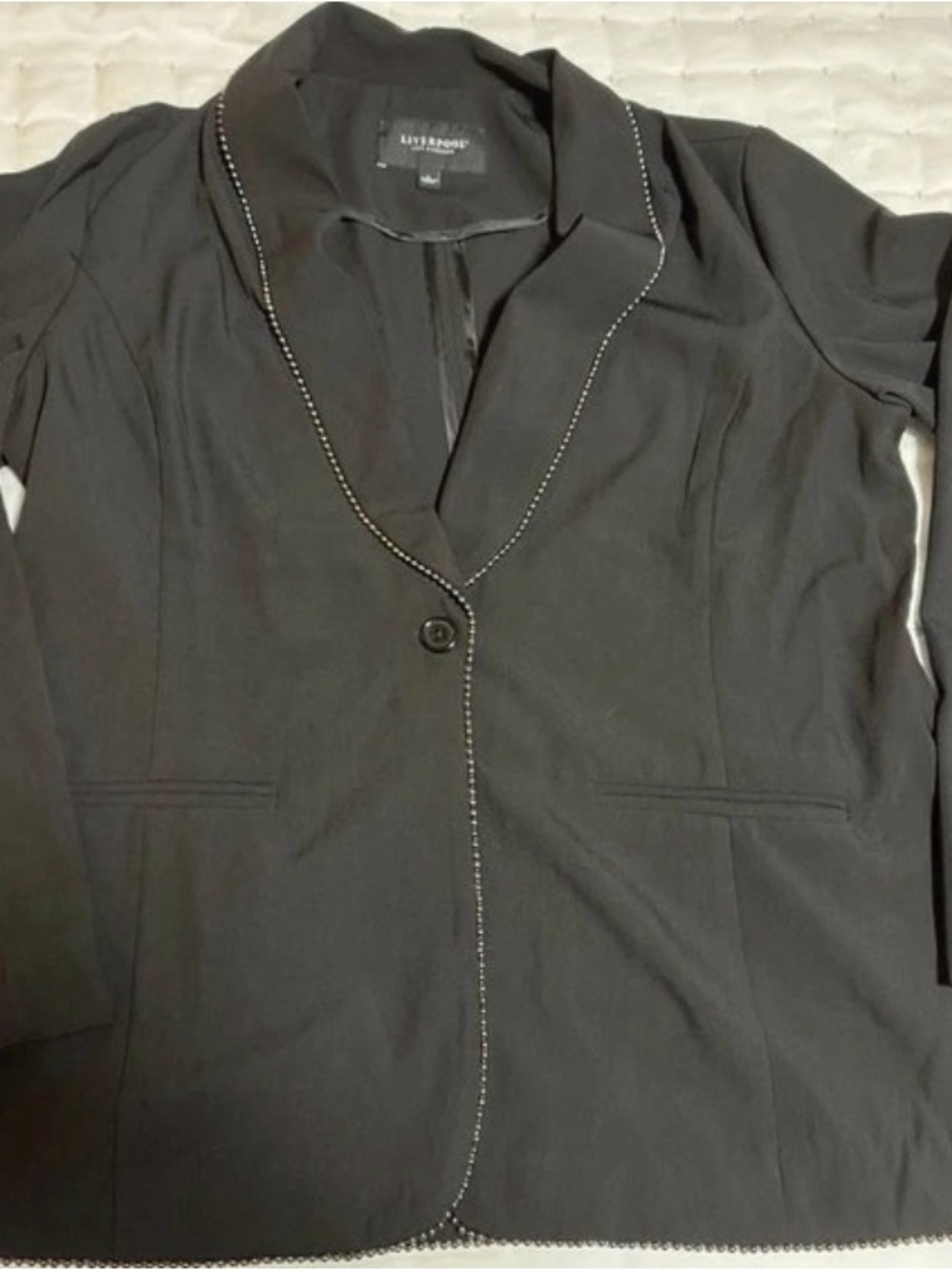 Liverpool Black Single-Button Blazer with Contrast Trim